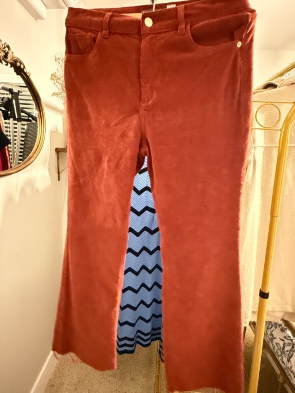 DL1961 Bridget Boot Corduroy Pants Rust Size 29 NWOT High Rise Sustainable - Picture 5 of 11